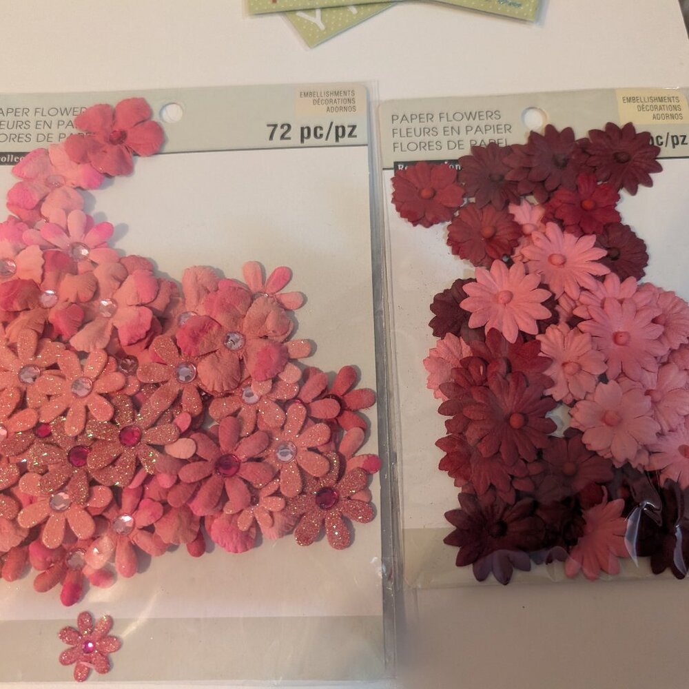 Recollections Paper Flowers Embellishment stickers SET of 2